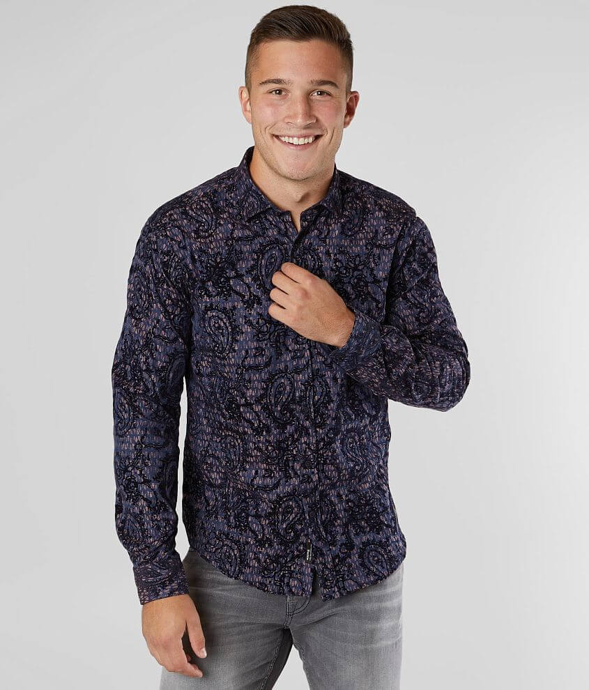 Eight X Flocked Jacquard Shirt - Men's Shirts in Navy | Buckle