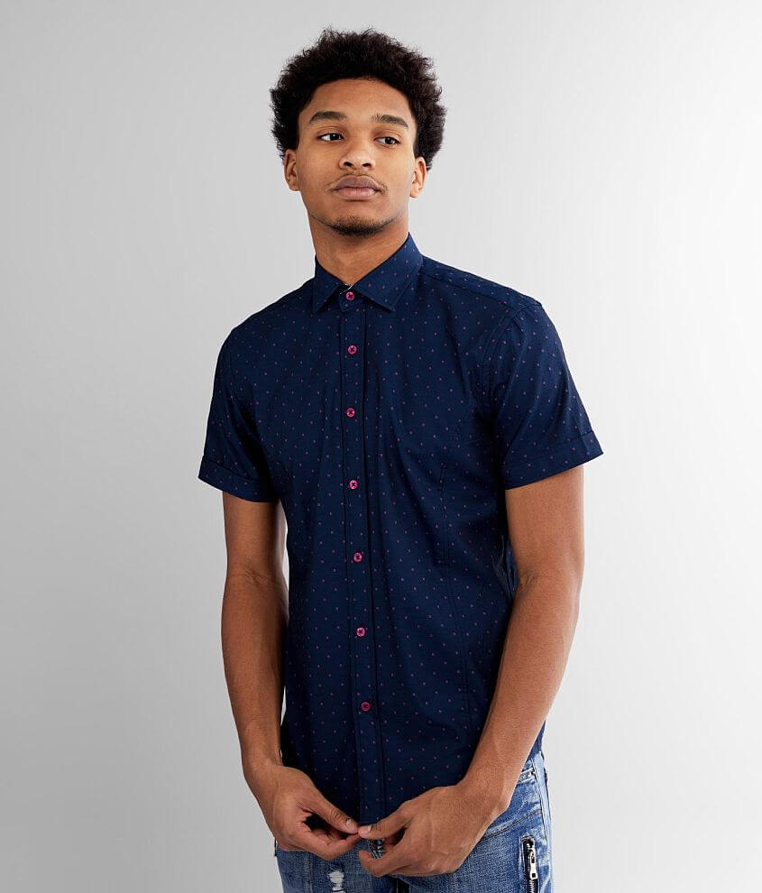 Eight X Geo Printed Shirt - Men's Shirts in Navy | Buckle