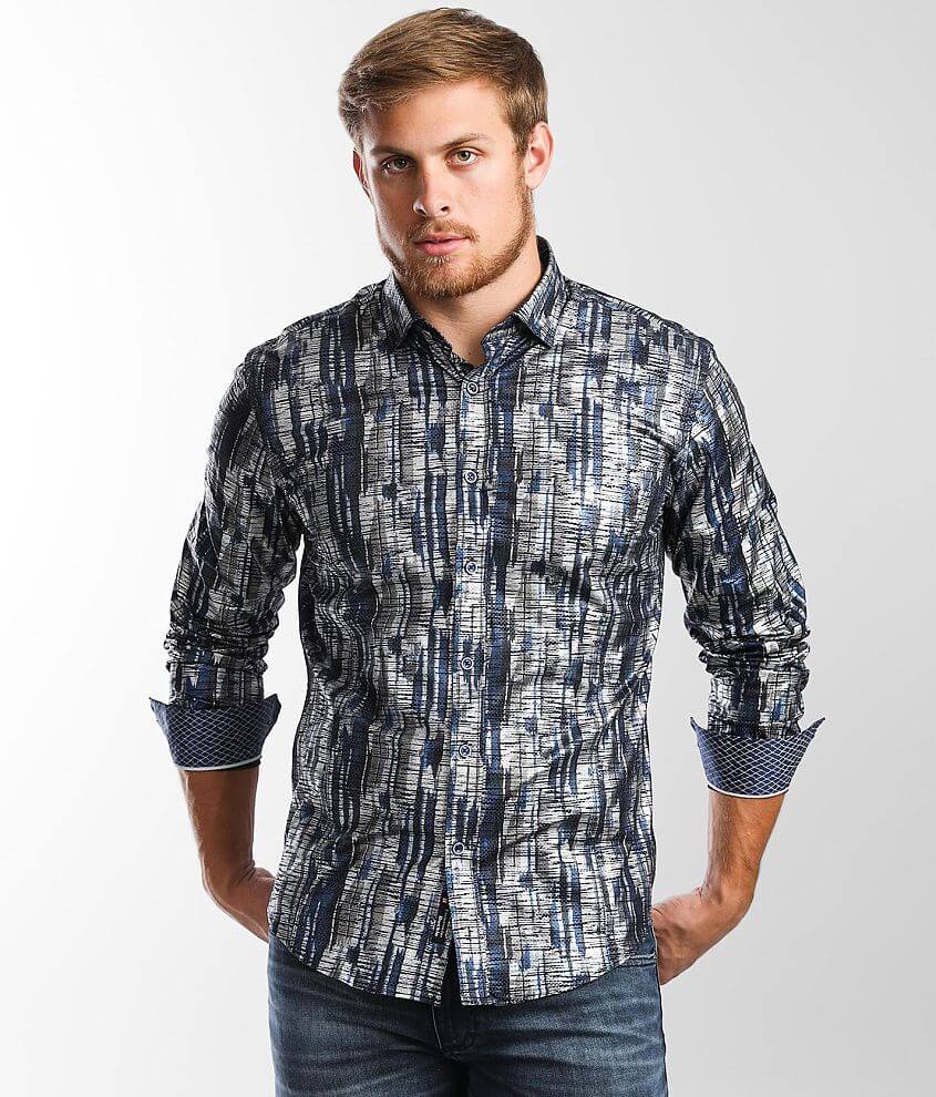 Eight X Abstract Print Stretch Shirt front view