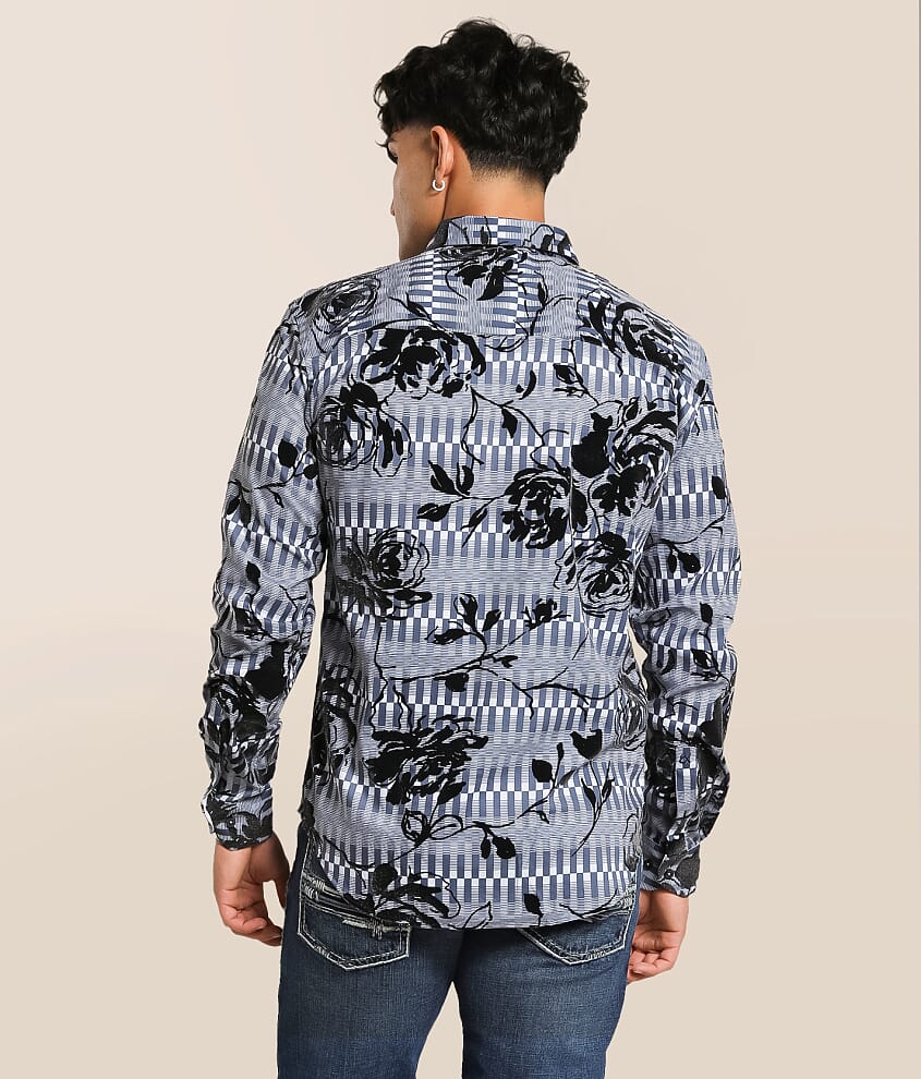 Flocked Floral Stretch Shirt