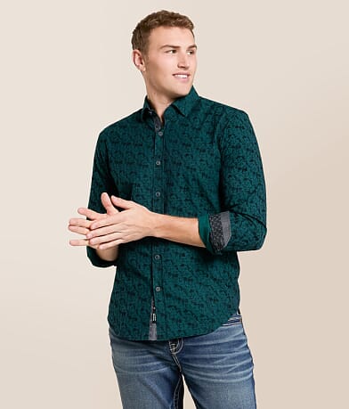 Eight X Flocked Floral Shirt front view