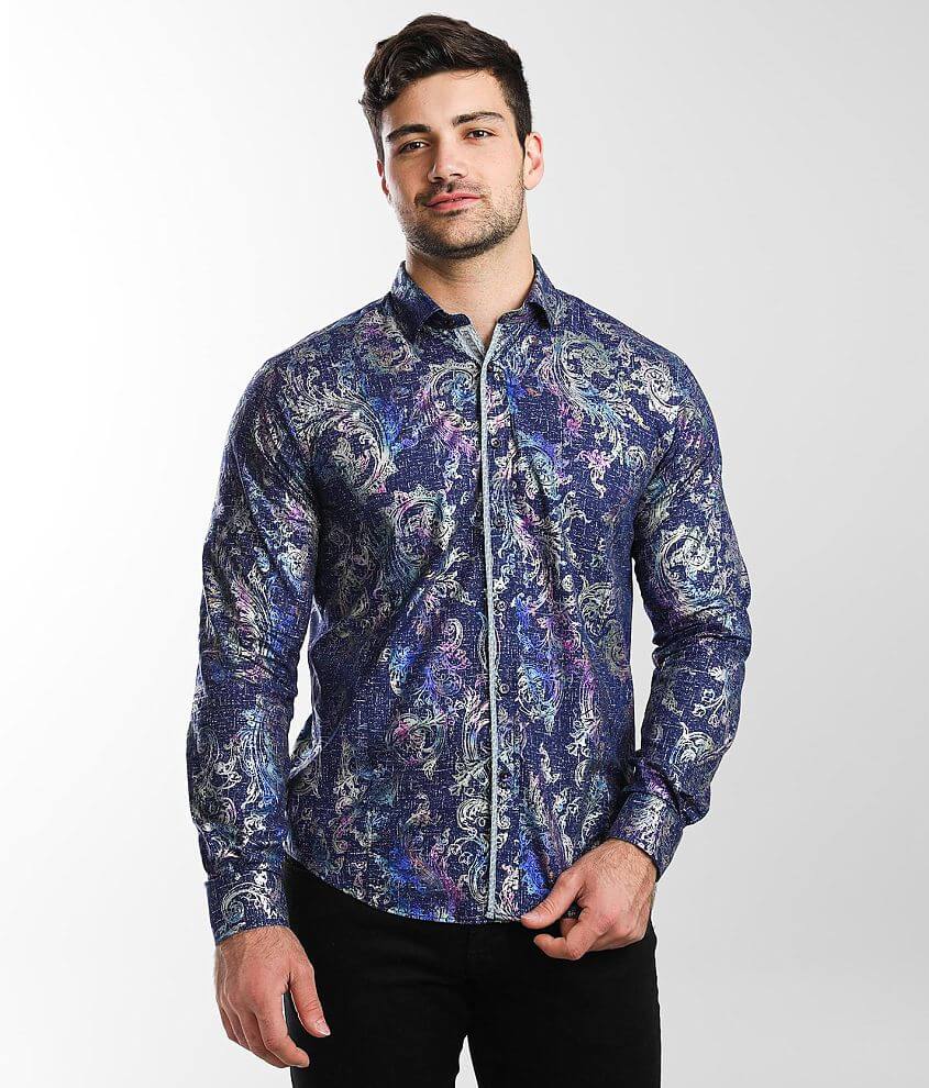 Eight X Foiled Paisley Print Shirt front view