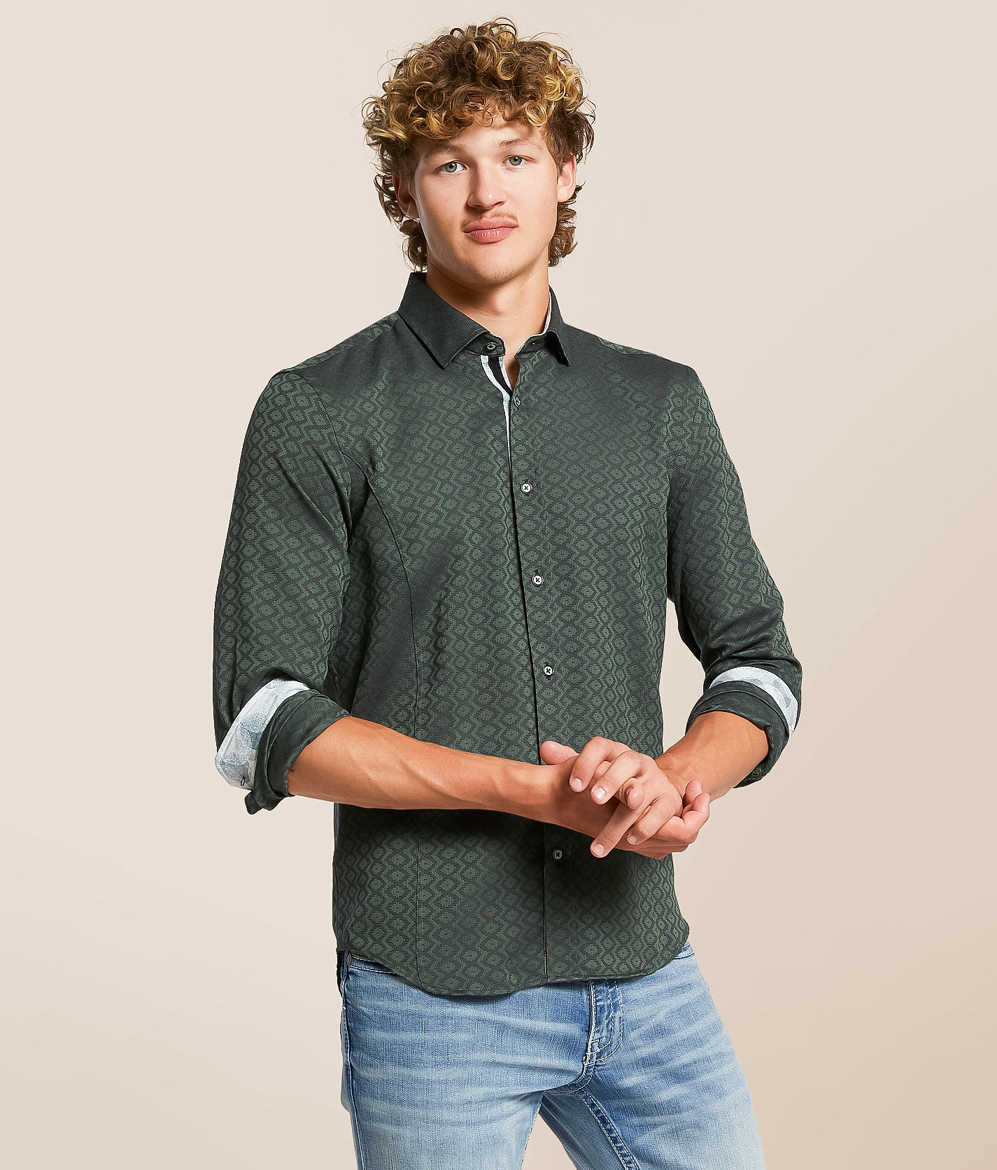 Eight X Open Weave Shirt - Men's Shirts in Olive | Buckle