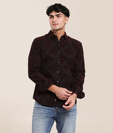 Eight X Flocked Floral Shirt front view