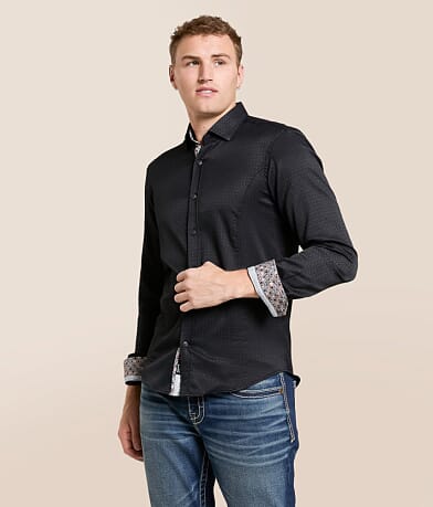 Eight X Tonal Print Stretch Shirt front view