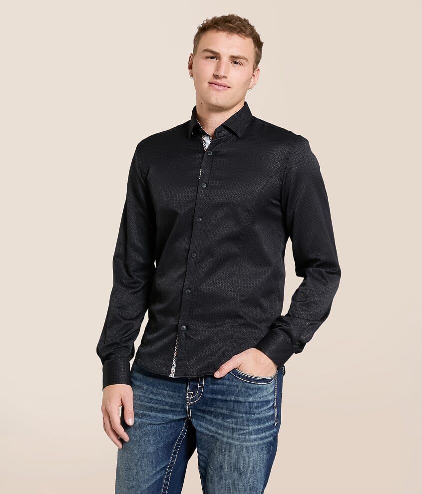 Tonal Print Stretch Shirt