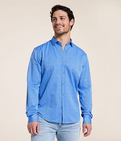 Eight X Embroidered Floral Shirt front view