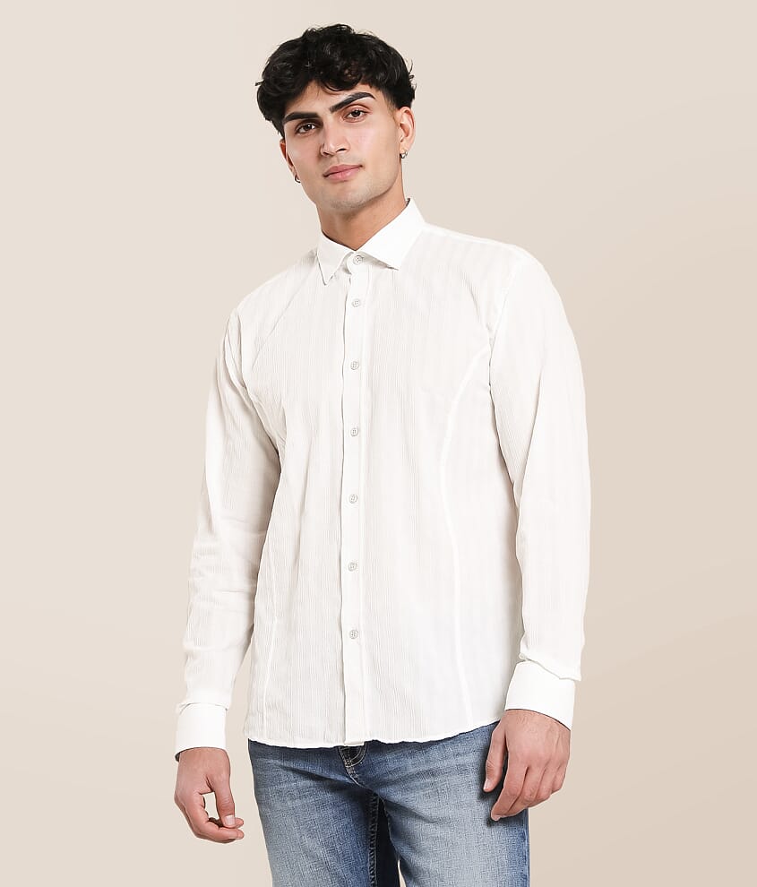 Flocked Tonal Striped Shirt