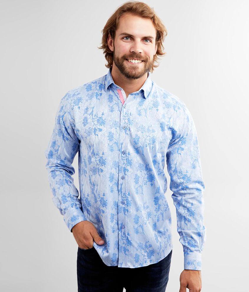 Eight X Sheen Jacquard Shirt - Men's Shirts in Blue | Buckle