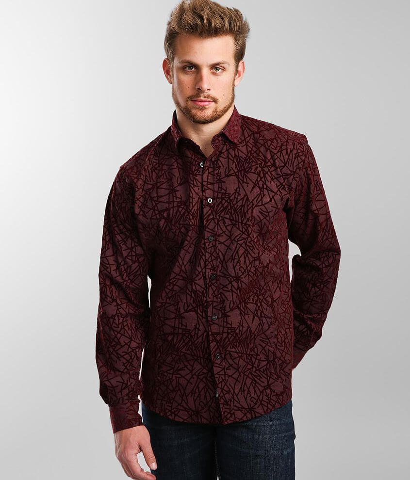 Eight X Flocked All Over Woven Shirt front view