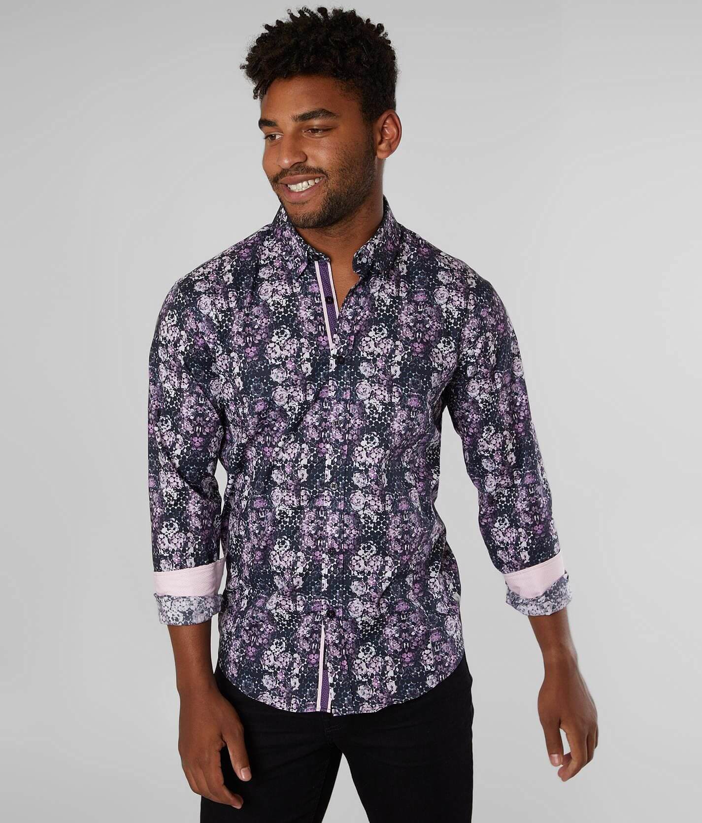 Eight X Floral Kaleidescope Stretch Shirt Men's Shirts in Purple