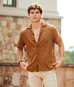 Eight X Eyelet Stretch Shirt - Men's Shirts in Brown | Buckle
