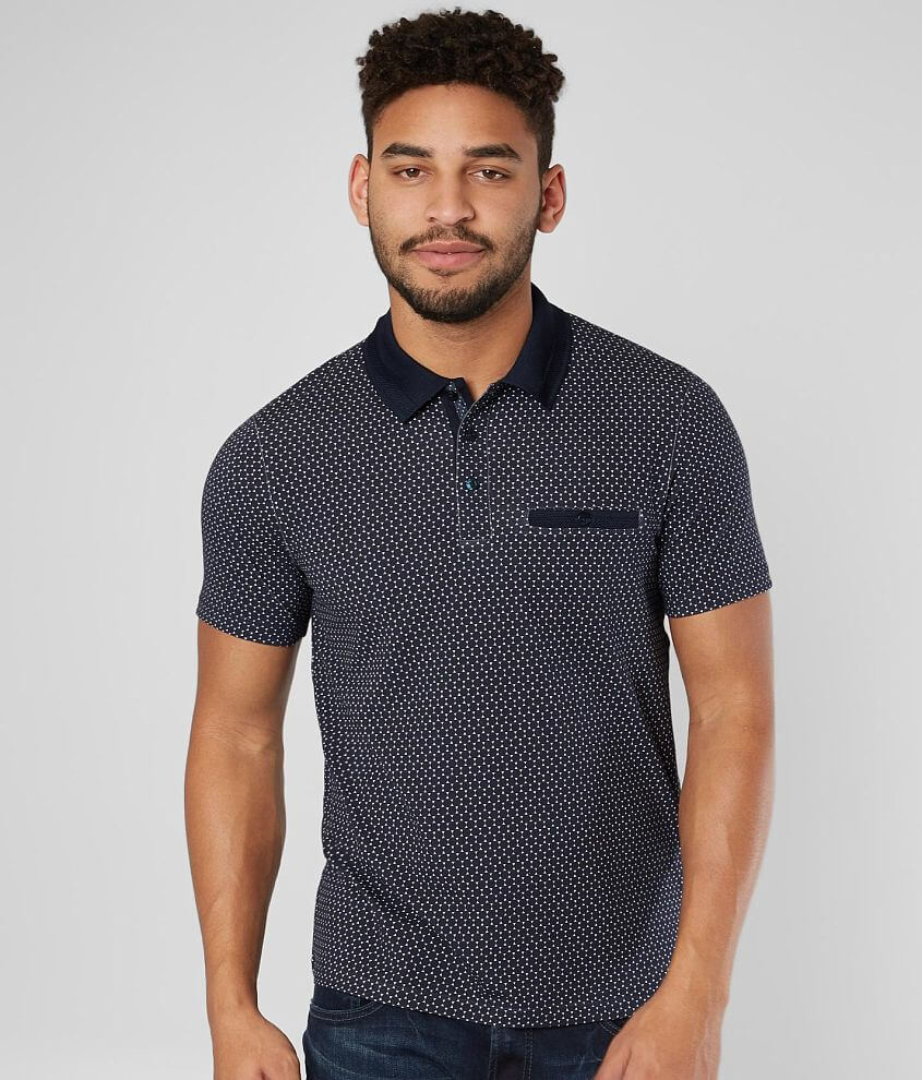 Eight X Printed Stretch Polo - Men's Polos in Navy | Buckle