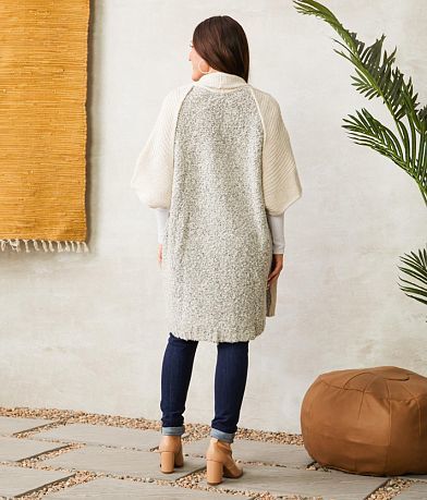 Elan Mixed Stitch Cardigan Sweater BACK
