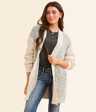 BKE Marled Cardigan Sweater front view