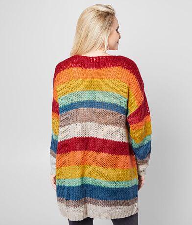 BKE Rainbow Striped Cardigan Sweater BACK