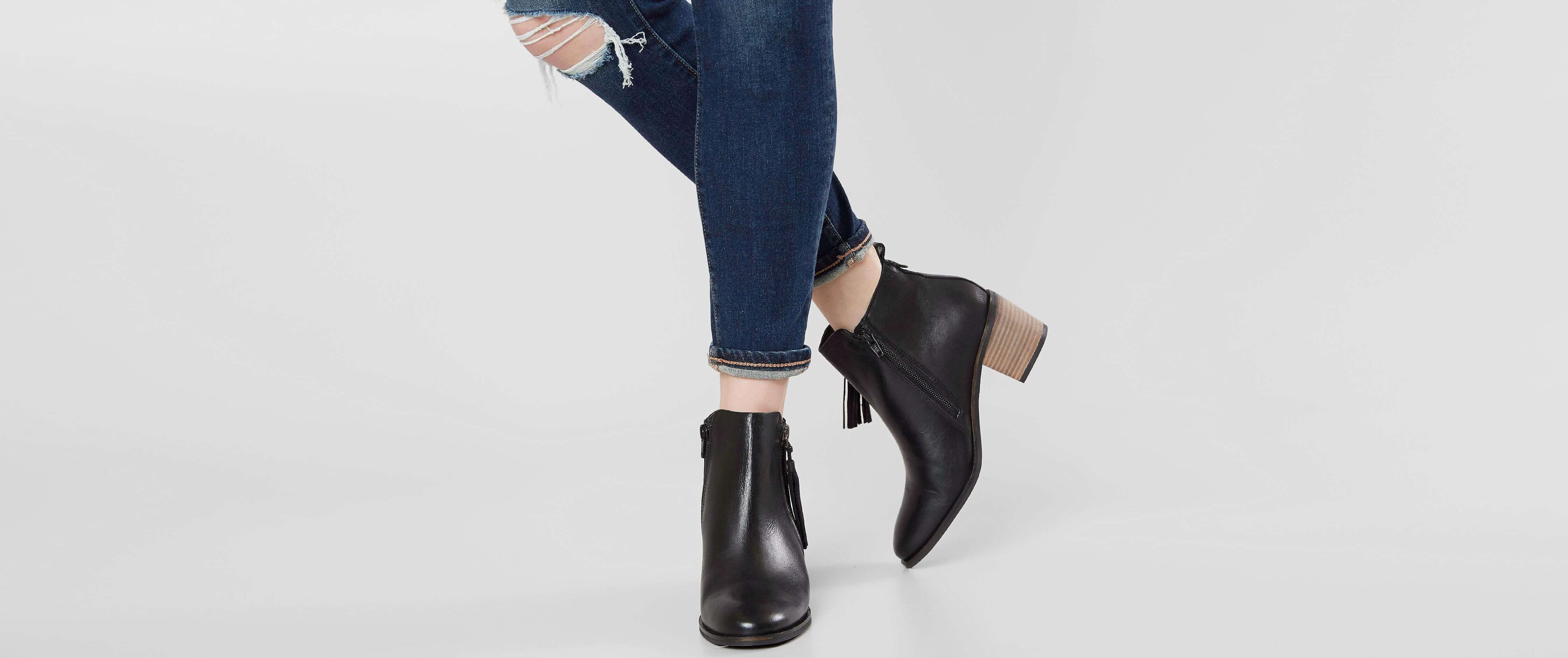 black tassel ankle boots