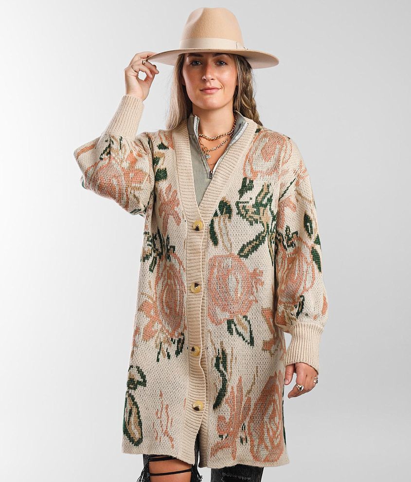 Floral Print Cardigan Sweater