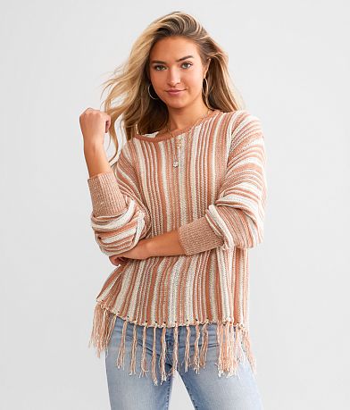 BKE Washed Pointelle Sweater - Women's Sweaters in Spiced Coral