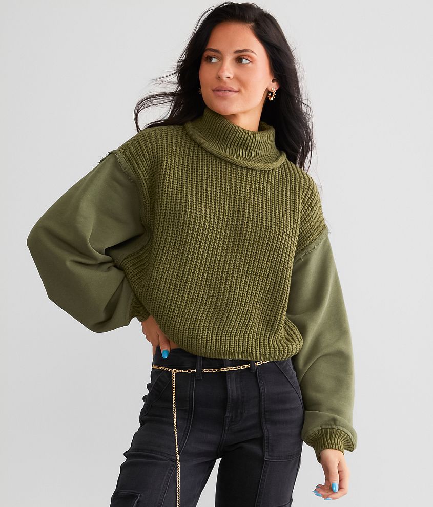 Gilded Intent Ribbed Knit Cropped Sweater - Women's Sweaters in