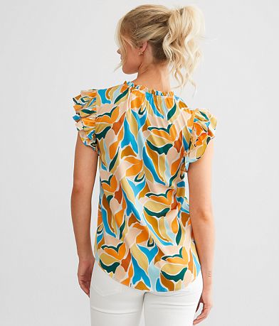 Willow &amp; Root Satin Ruffle Top back view