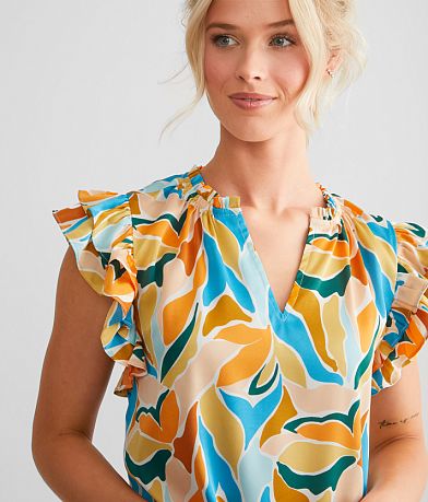 Willow &amp; Root Satin Ruffle Top misc detail 1 view