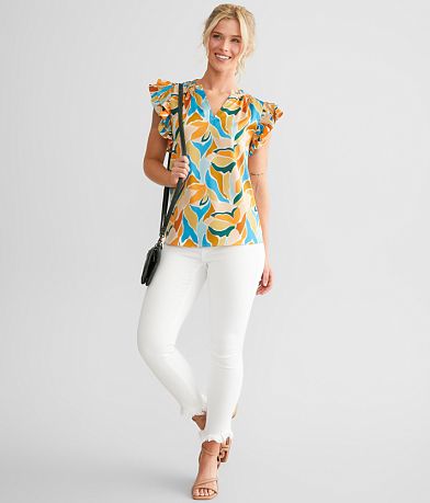 Willow &amp; Root Satin Ruffle Top misc detail 2 view