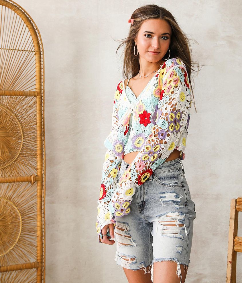 Emory Park Floral Cropped Cardigan Sweater - Women's Sweaters in