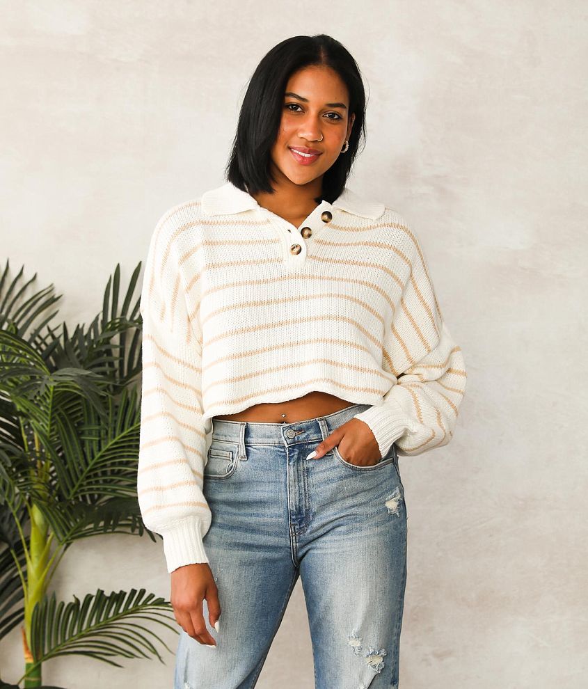 Emory Park Striped Henley Oversized Sweater front view