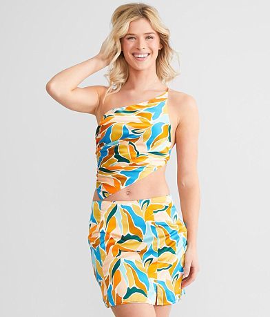 Emory Park One Shoulder Asymmetrical Tank Top front view