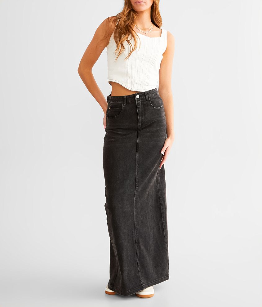 Black denim maxi clearance skirt