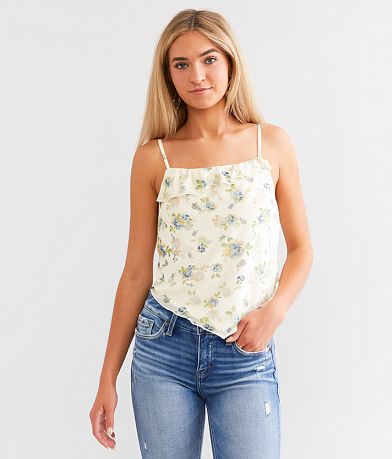 Willow & Root Floral Mesh Tank Top front view