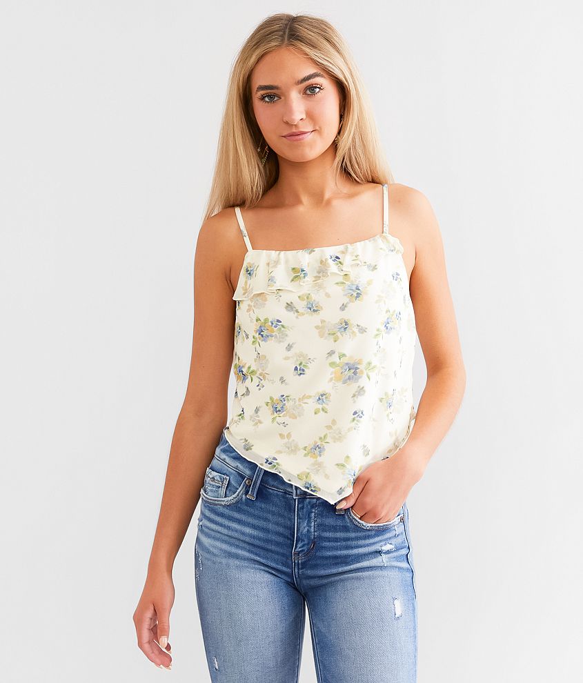 Willow &#38; Root Floral Mesh Tank Top front view