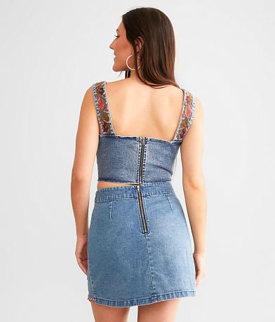 Jacquie The Label Embroidered Denim Tank Top BACK