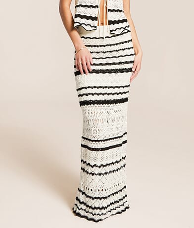 Willow & Root Striped Crochet Maxi Skirt front view