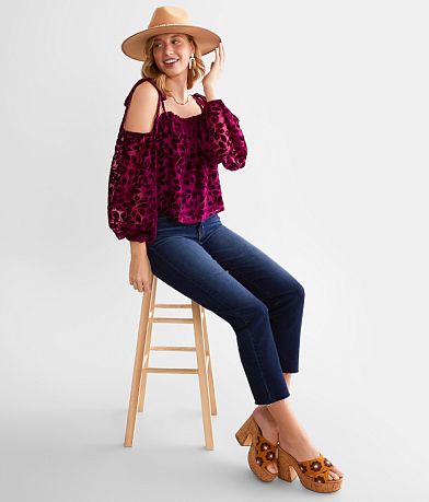 Willow &amp; Root Floral Velvet Cold Shoulder Top MISC_DETAIL_2
