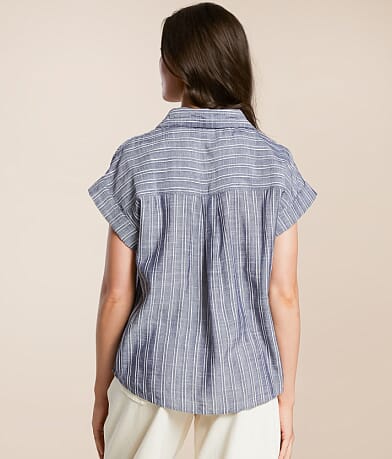En Creme Striped Blouse back view