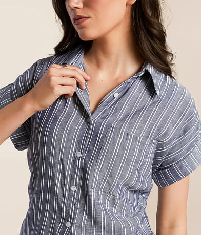 En Creme Striped Blouse misc detail 1 view