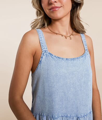 Washed Denim Tiered Dress thumbnail 4