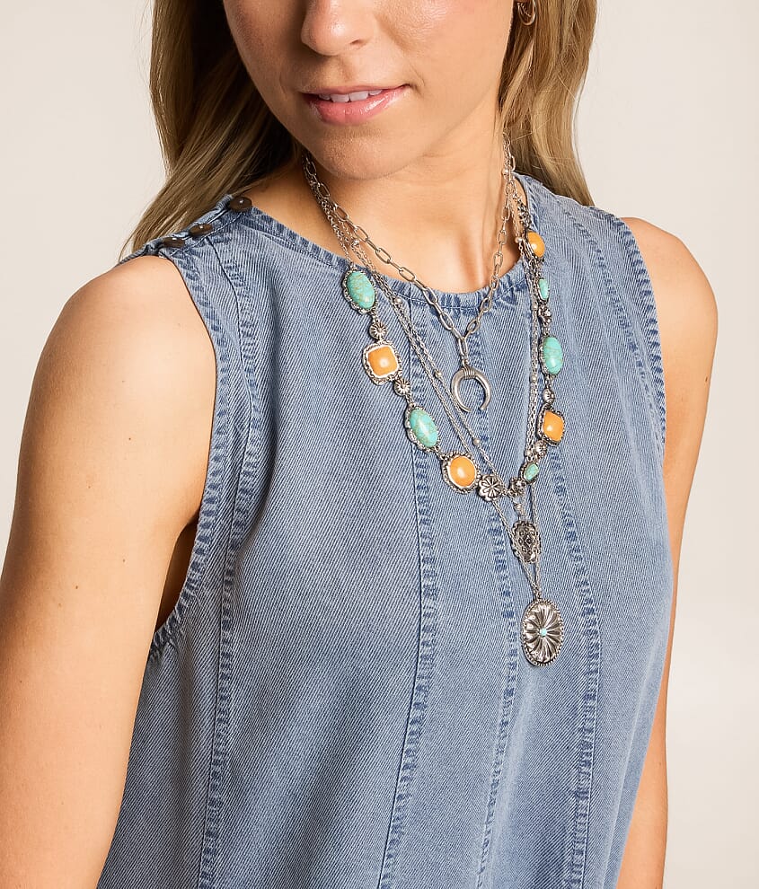 A-Line Chambray Mini Dress