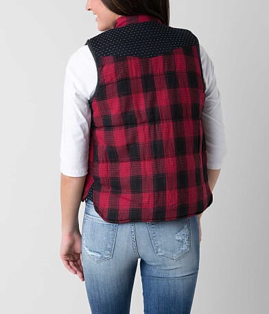 En Cr&#232;me Plaid Vest BACK