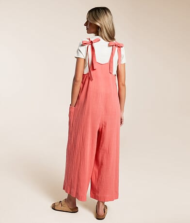 En Creme Pleated Wide Leg Jumpsuit BACK