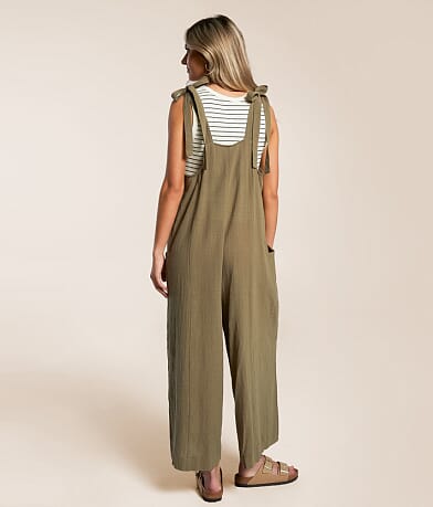 En Creme Pleated Wide Leg Jumpsuit BACK