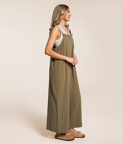 En Creme Pleated Wide Leg Jumpsuit FULL_RIGHT_SIDE