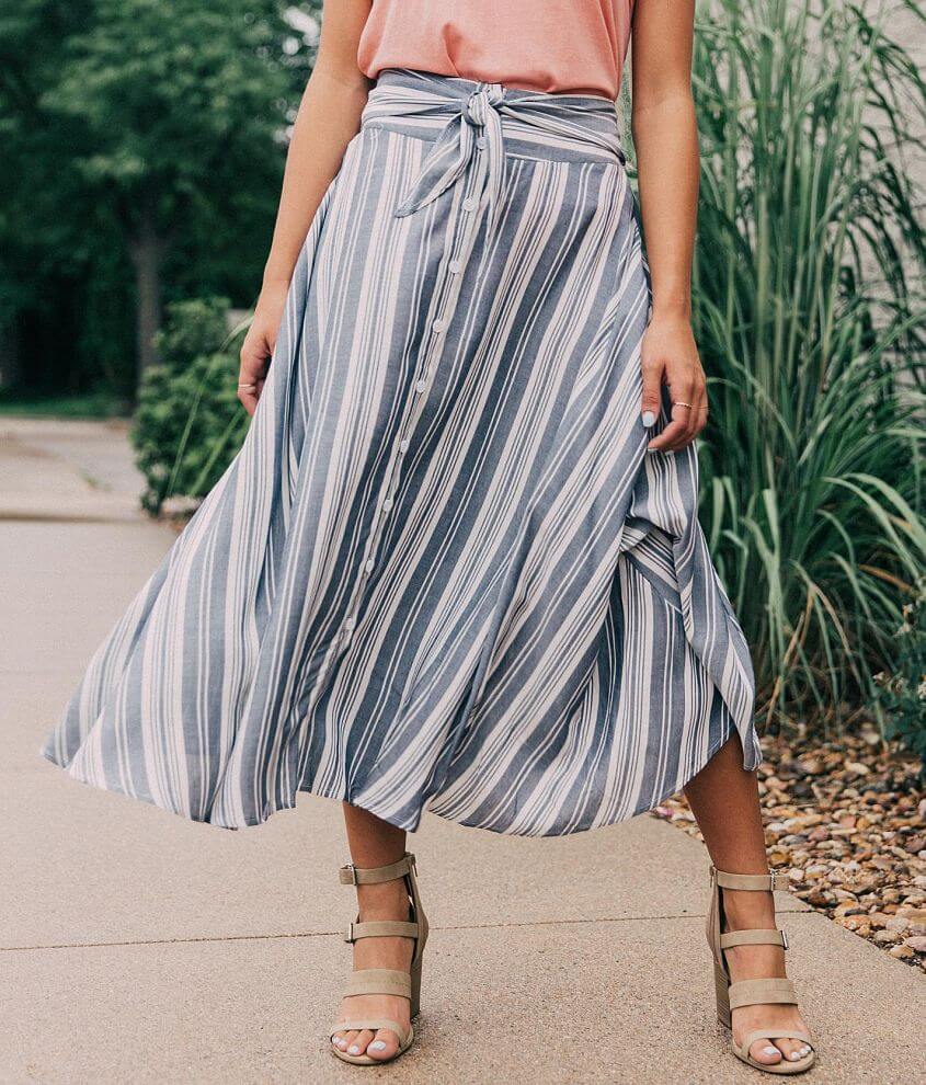 the room Striped Midi Skirt - Women's Skirts in Blue White | Buckle