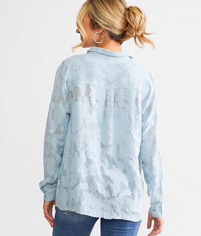 En Creme Floral Jacquard Blouse BACK