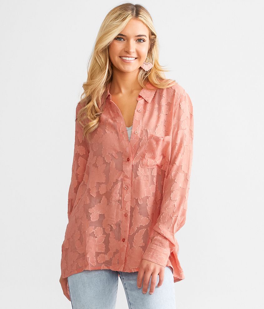 En Creme Floral Jacquard Blouse - Women's Shirts/Blouses in Light