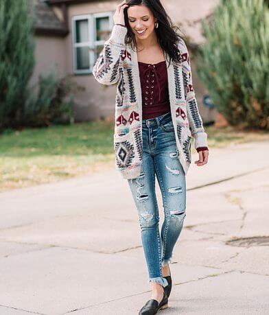 En Creme Southwestern Metallic Cardigan Sweater misc detail 1 view