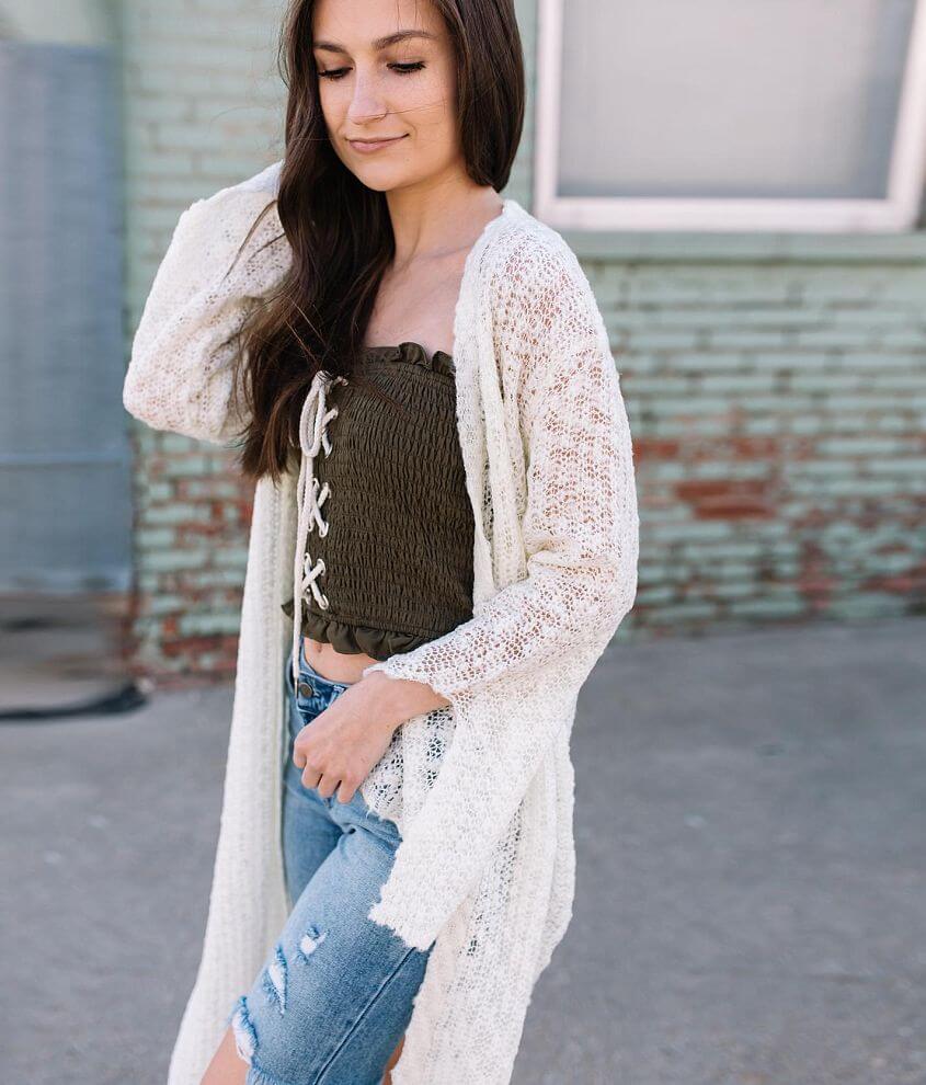 En Creme Open Weave Cardigan Sweater - Women's Sweaters in Cream | Buckle