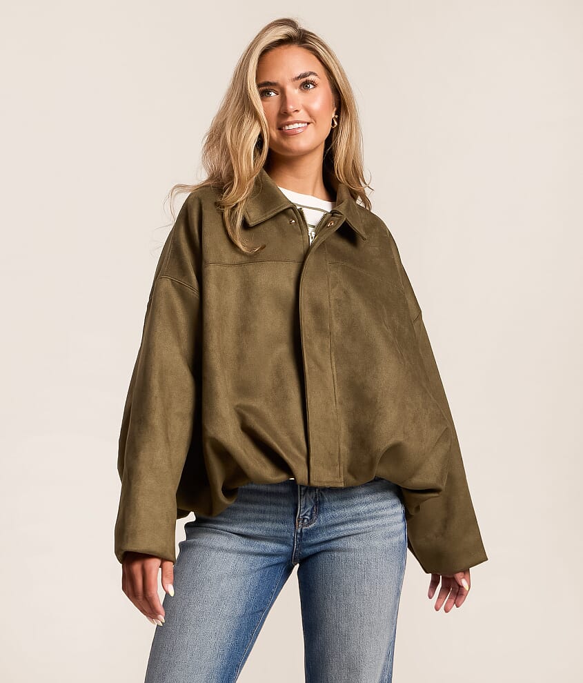 Faux Suede Bubble Jacket - thumbnail 2
